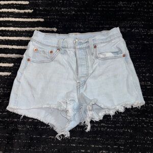 Levi's Sky Blue Distressed Jean Shorts